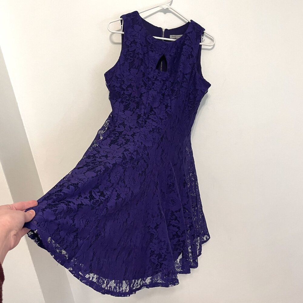 DANNY & NICOLE Sleeveless Lace Fit & Flare Dress Dark Purple Party Wedding Work - Picture 8 of 15